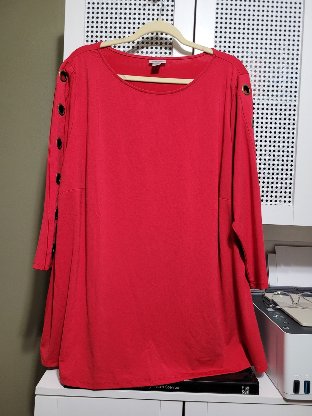 Avenue Red Grommet-Sleeve Tunic